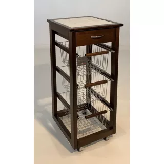 Slim carrello con cassetto noce 