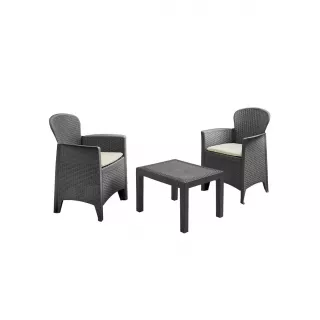 Akita set salottino 3 pz con cuscini antracite