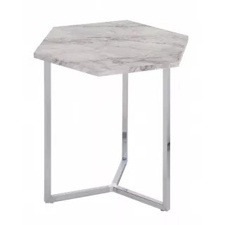 Tavolino hexa bianco e cromato