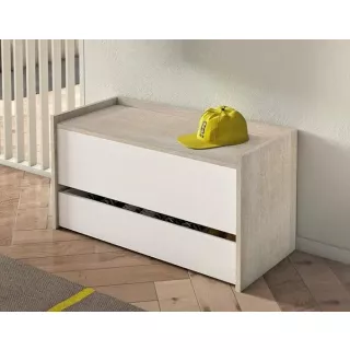 Baule con cassetto bianco rovere
