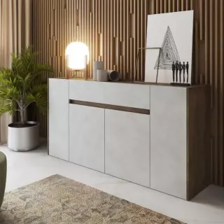 Creta credenza 4 ante 1 cassetto noce eastwood e bianco 