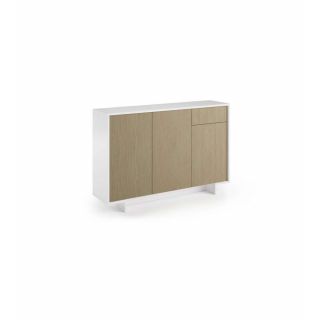 Slim madia 3 ante e 1 cassetto bianco e cannette chiaro